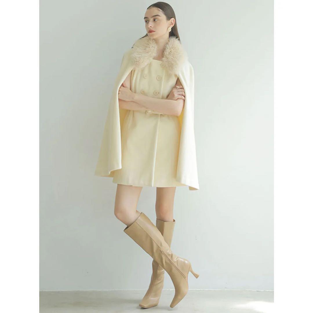 新品タグ付❤️エイミーイストワール　ファーカラーマントコート　ポンチョ　ベルト付