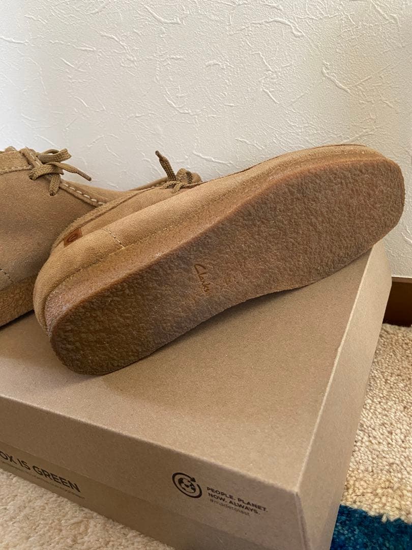 【クラークス】値下げ☆美品ワラビーブーツ モカシン メンズ　24.5 ベージュ