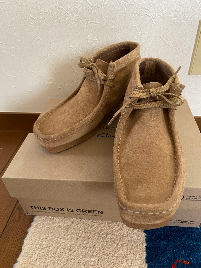 【クラークス】値下げ☆美品ワラビーブーツ モカシン メンズ　24.5 ベージュ