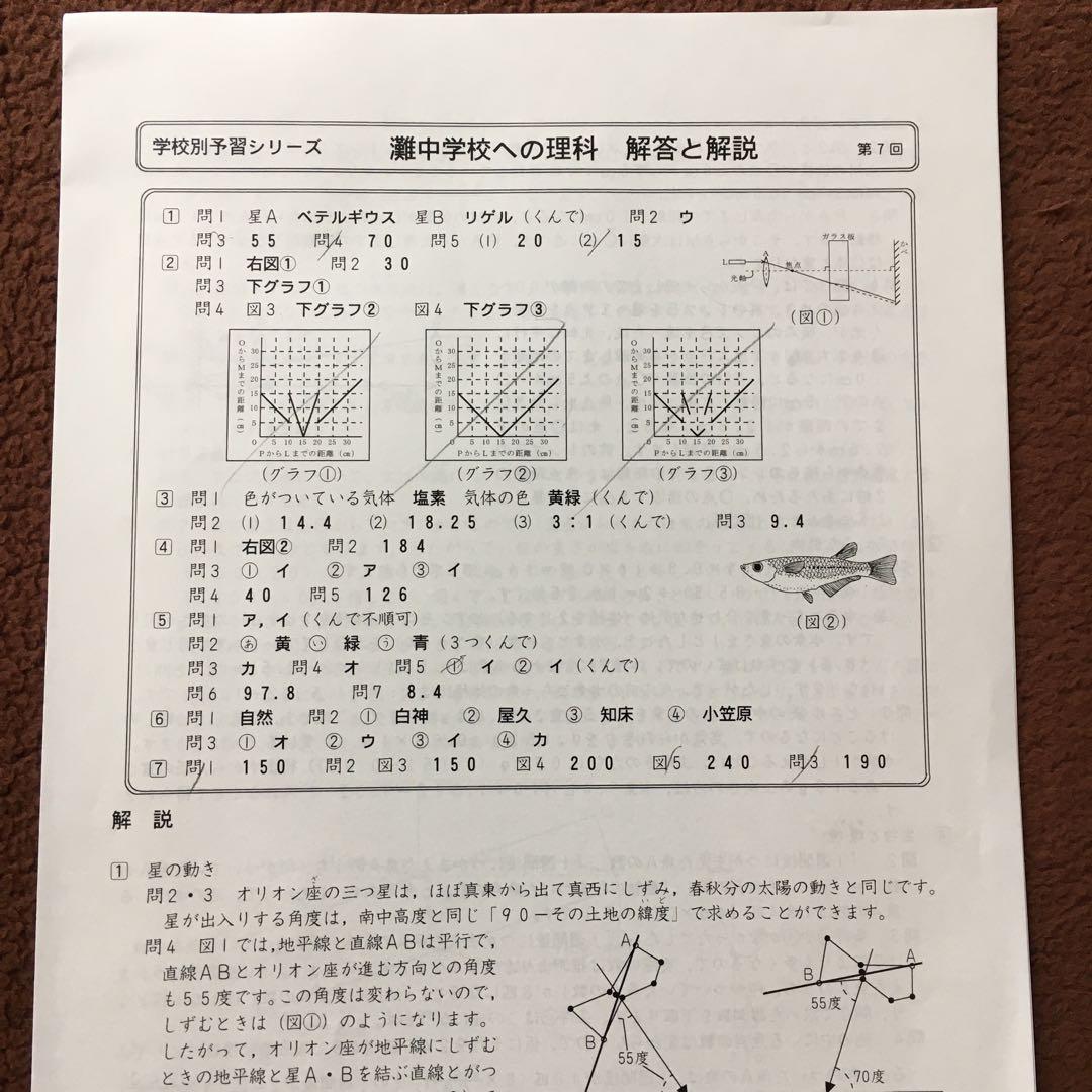 【レア】灘中学対策 プリント 学校別予習シリーズ 理科 6年 下