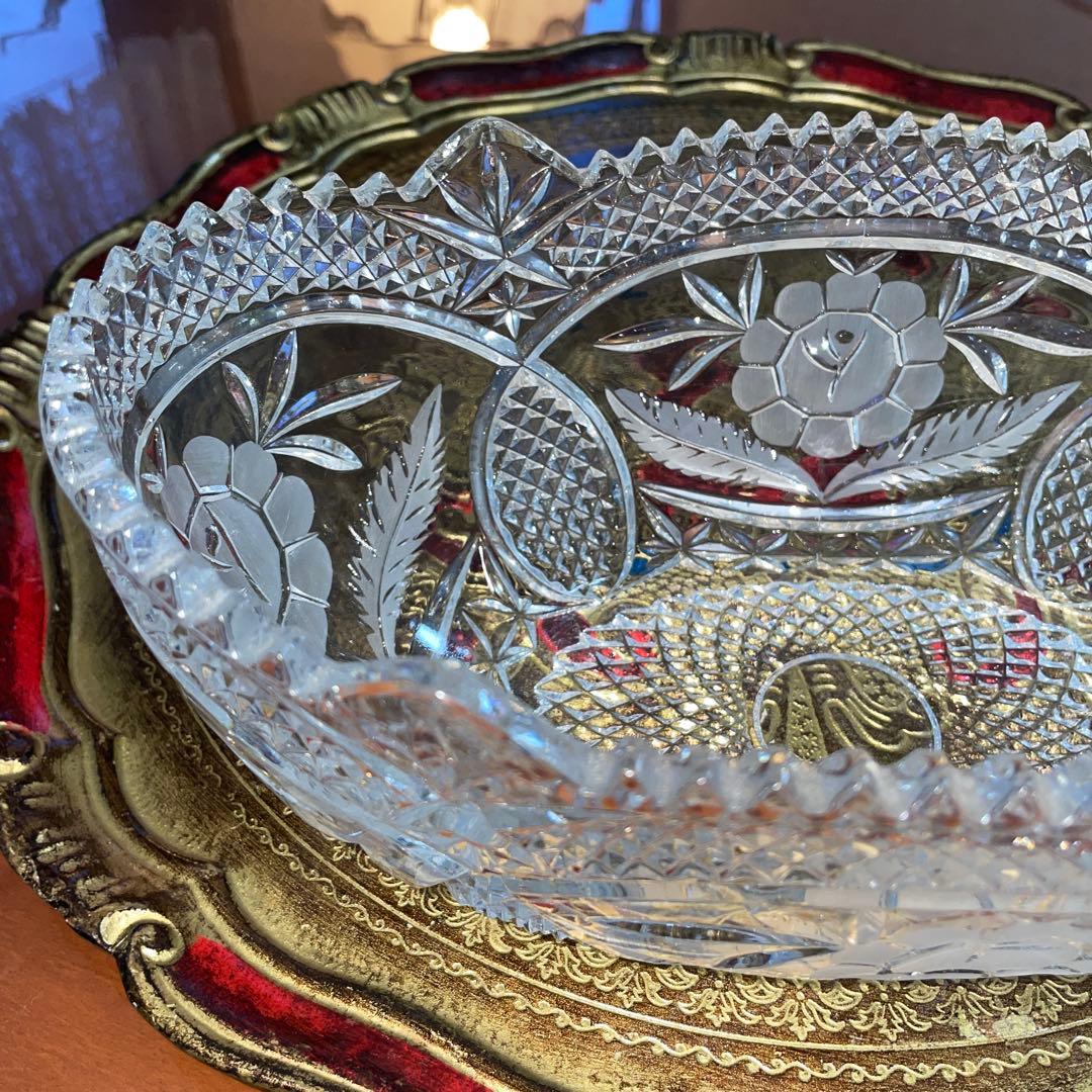 ボヘミア　ガラス　ボトルクーラー 楕円　ボウル　未使用