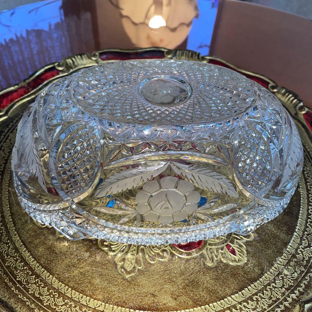 ボヘミア　ガラス　ボトルクーラー 楕円　ボウル　未使用