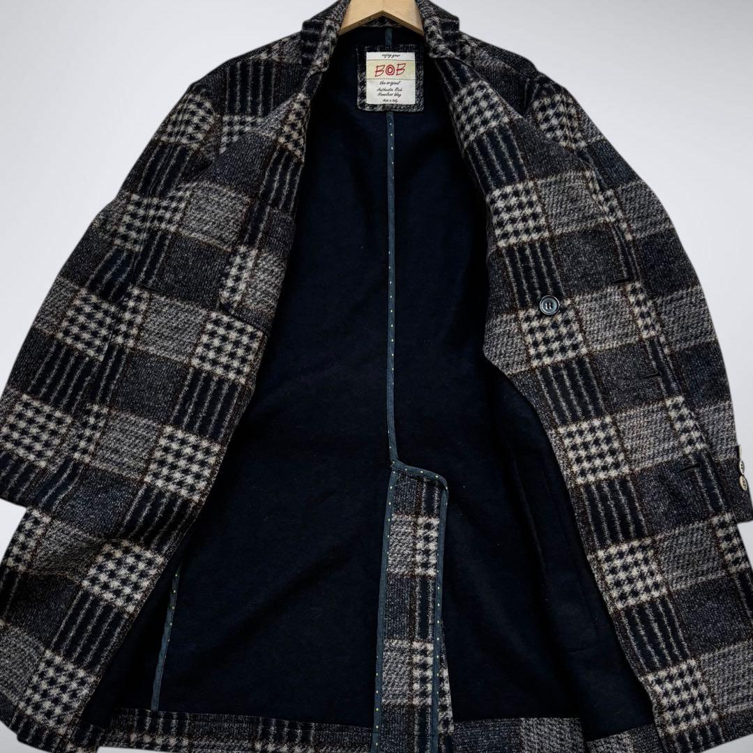 希少サイズ 3XL✨ BOB ボブ イタリア製 ダブルコート ウール混 チェック