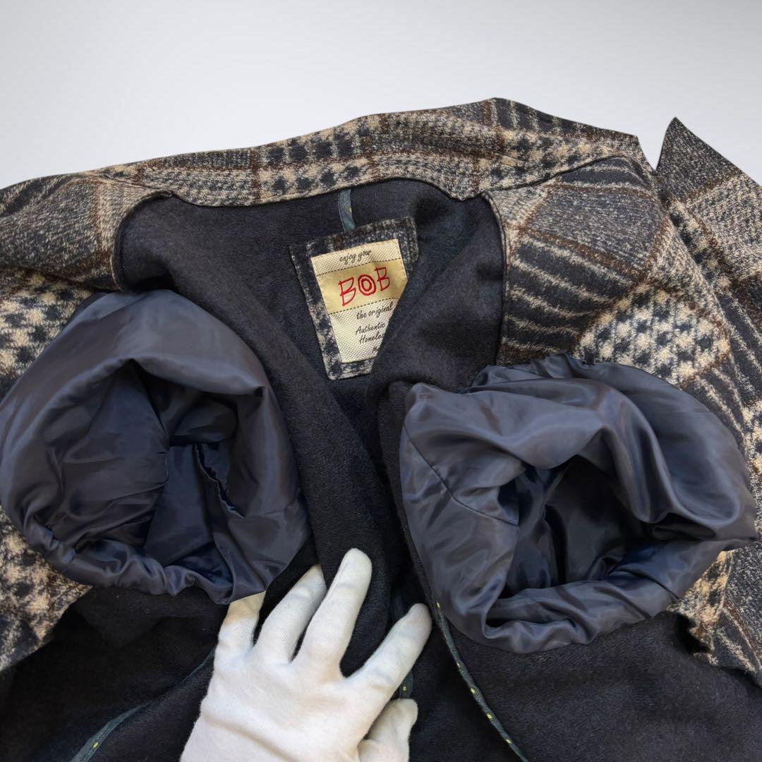 希少サイズ 3XL✨ BOB ボブ イタリア製 ダブルコート ウール混 チェック