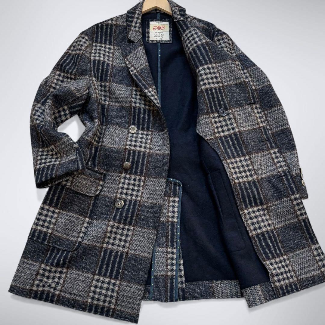 希少サイズ 3XL✨ BOB ボブ イタリア製 ダブルコート ウール混 チェック