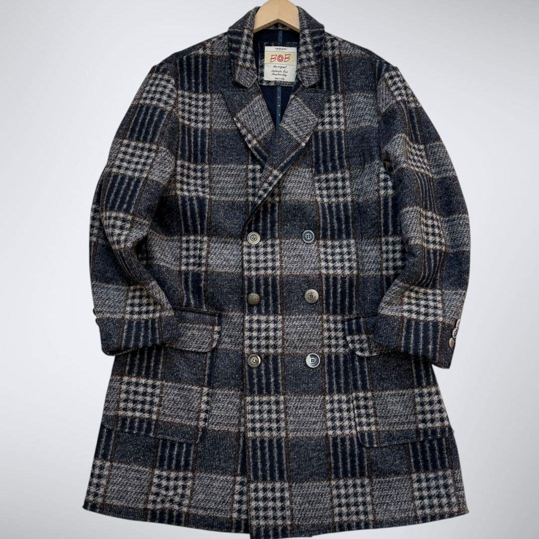希少サイズ 3XL✨ BOB ボブ イタリア製 ダブルコート ウール混 チェック