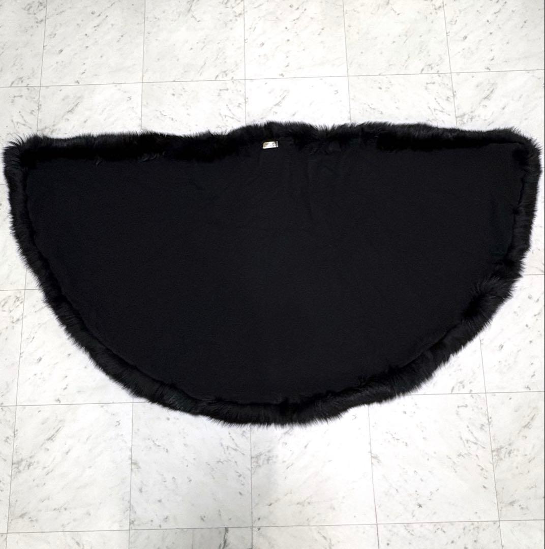 良品 カシミヤ100% ポンチョ フォックスファー 高級感 コート 日本製 黒色