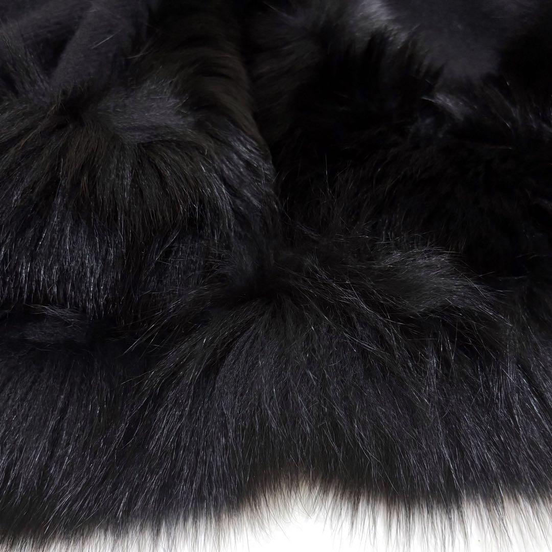 良品 カシミヤ100% ポンチョ フォックスファー 高級感 コート 日本製 黒色