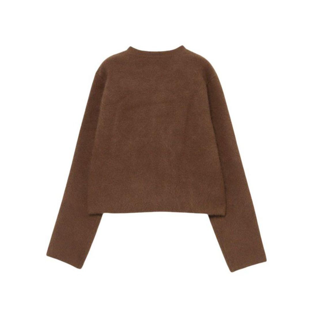 anuans アニュアンス◆ラクーンブレンドノーカラーニットジャケット◆キャメル