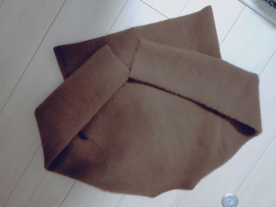 anuans アニュアンス◆ラクーンブレンドノーカラーニットジャケット◆キャメル