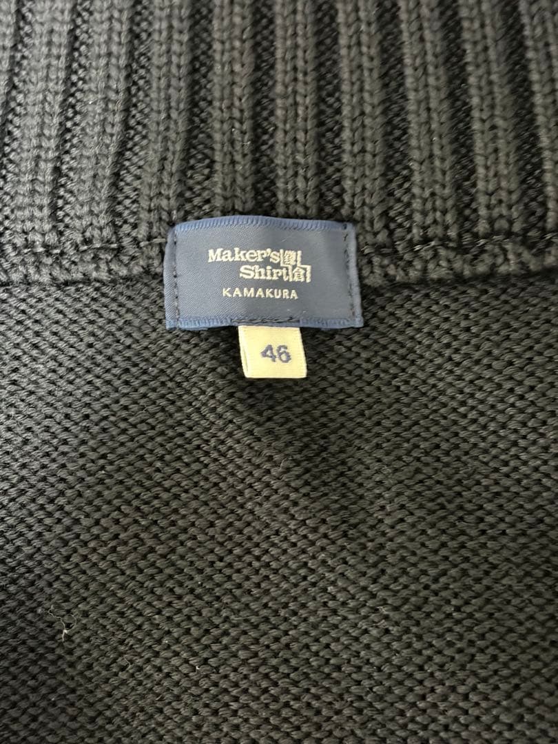 鎌倉シャツ スタンドカラーカーディガン エクストラファインメリノ ブラック 美品