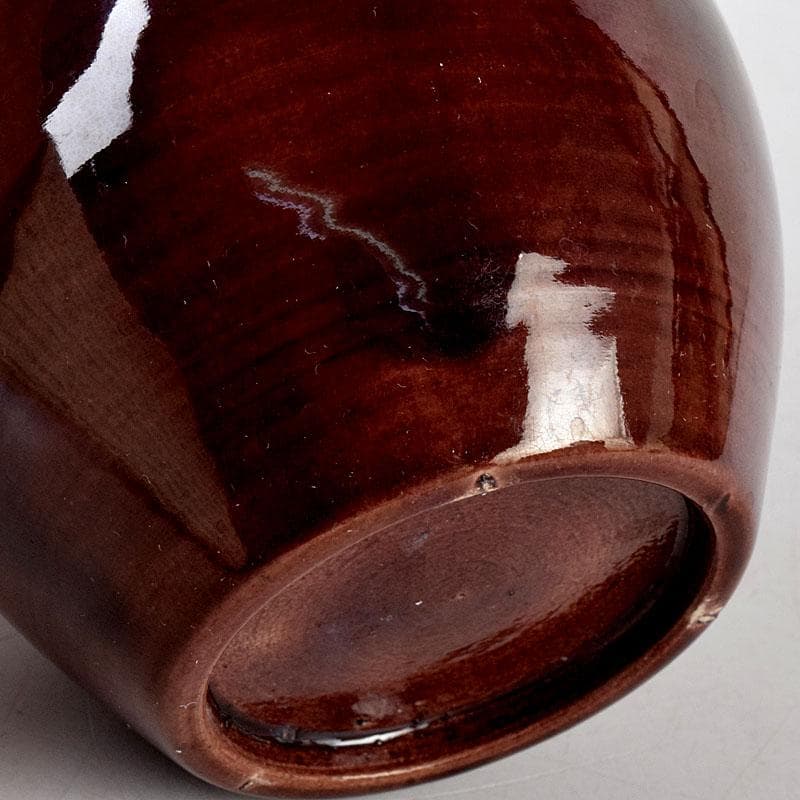 交趾焼　赤沢露石（修三）作　鶴首花入　花瓶　共箱　Z　8575