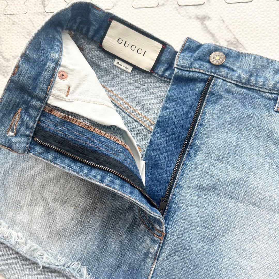 美品♡ グッチ デニム ショートパンツ チェリー 刺繍 25 ハイウエスト