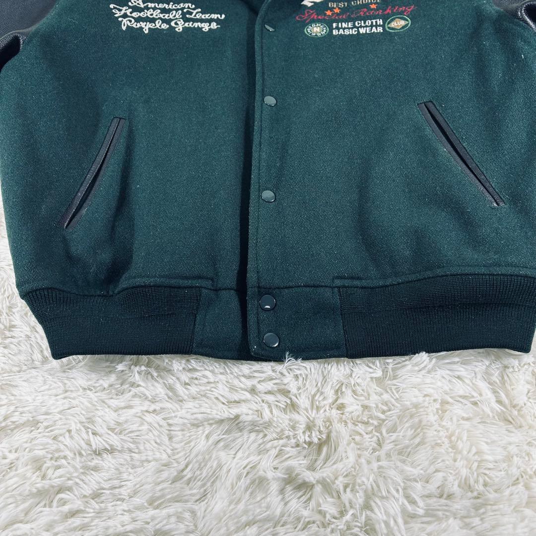 90s　NEO-BLOOD　刺繍　立体ロゴ　本革　スタジャン　切替え