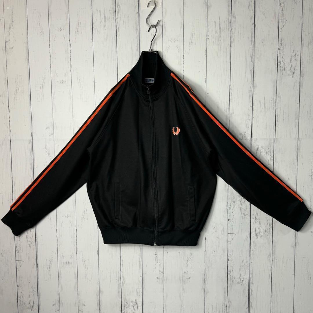 【激レア】フレッドペリー ポルトガル製 ジャージ M オレンジ 黒 刺繍ロゴ