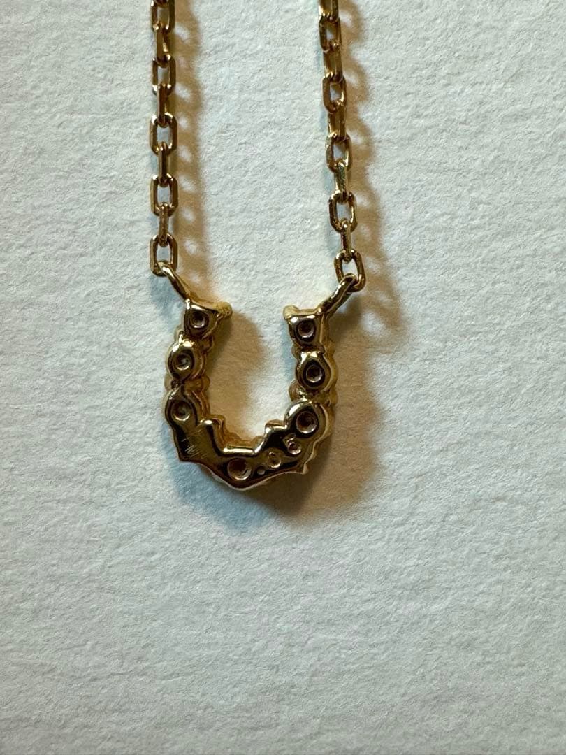 agete アガット K18 ホースシュー ダイヤモンドネックレス0.05ct