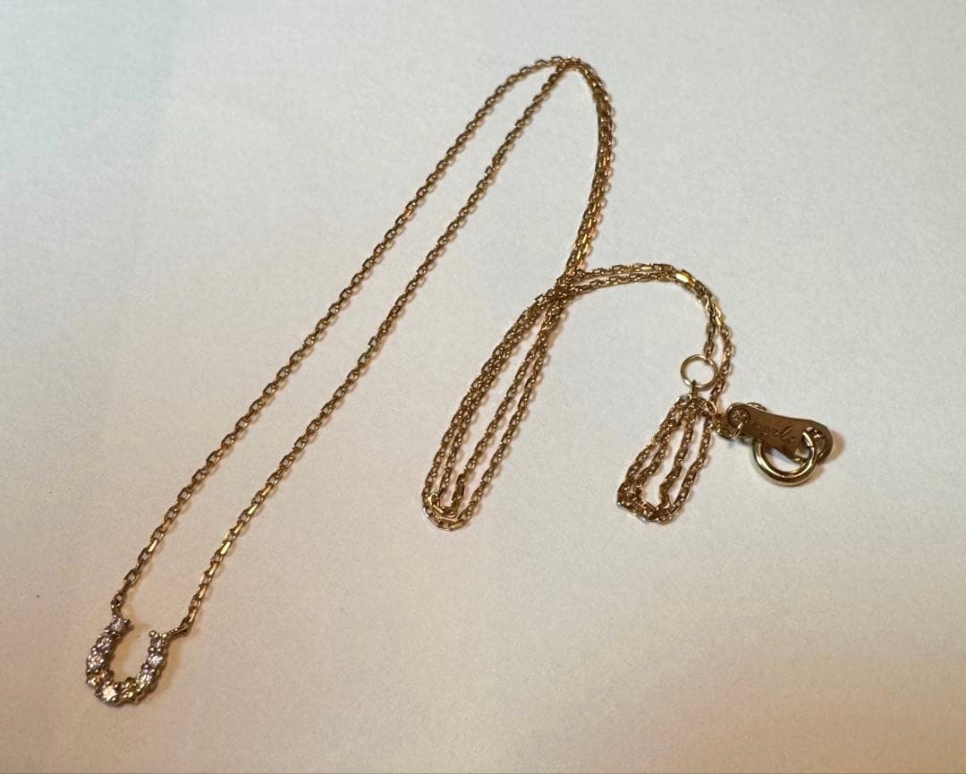 agete アガット K18 ホースシュー ダイヤモンドネックレス0.05ct