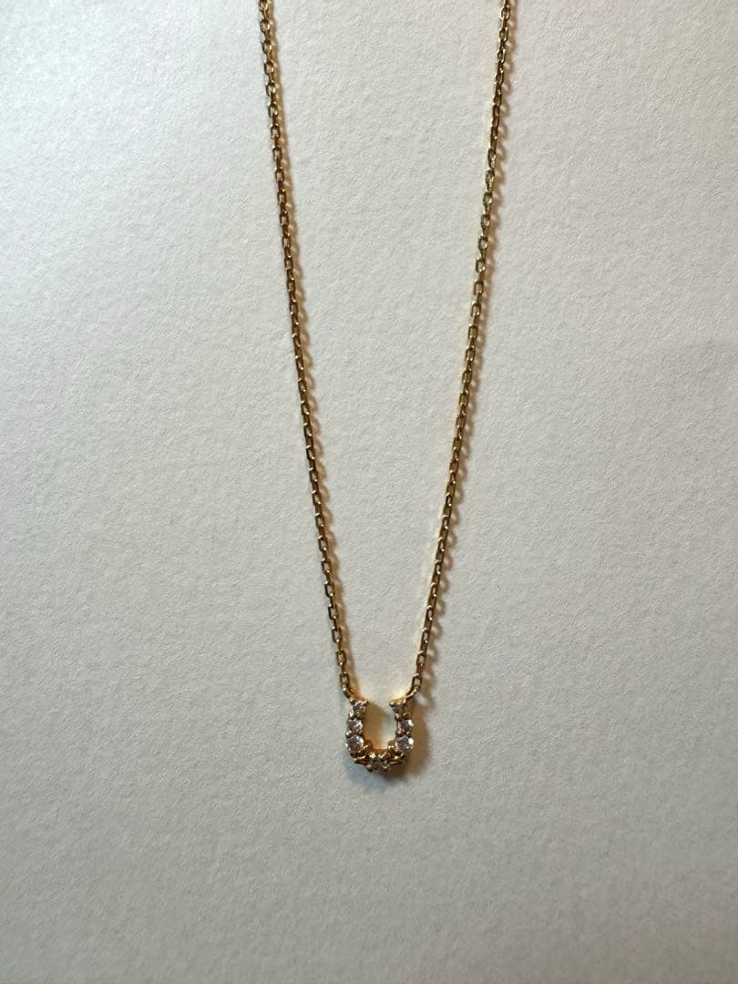 agete アガット K18 ホースシュー ダイヤモンドネックレス0.05ct