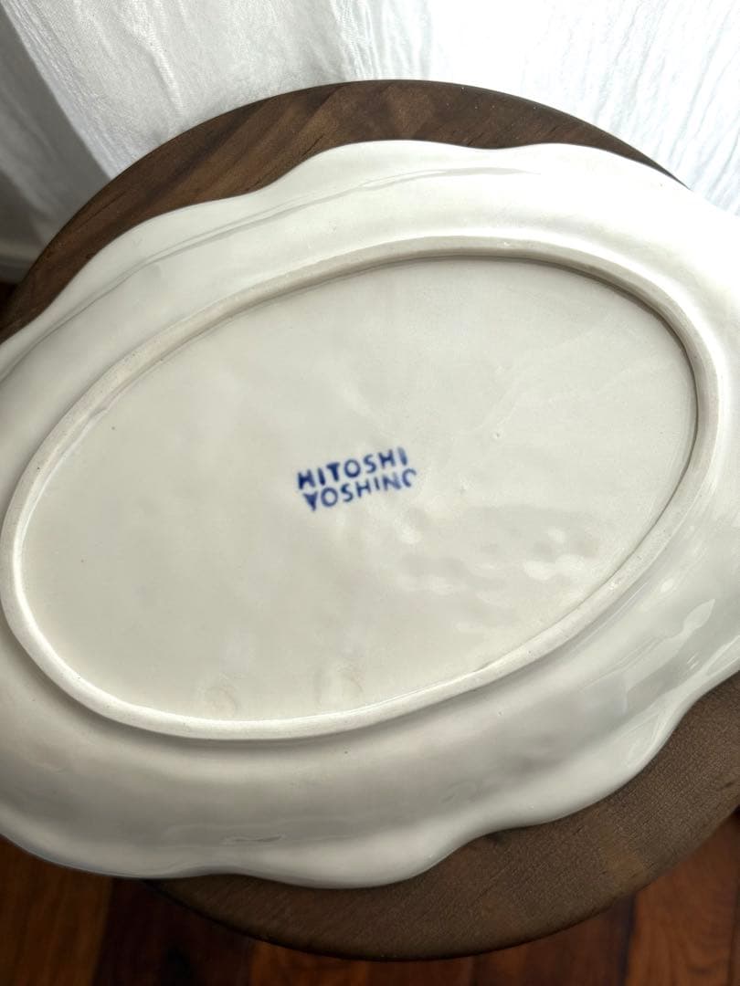 ヨシノヒトシ オーバル皿 印花三輪 未使用品