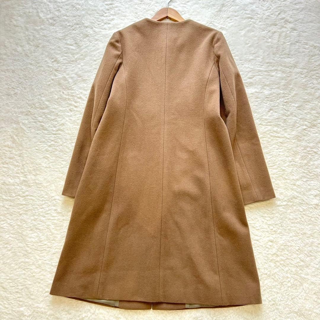 Theoryセオリー ノーカラー ロングコート ウール ベージュ S