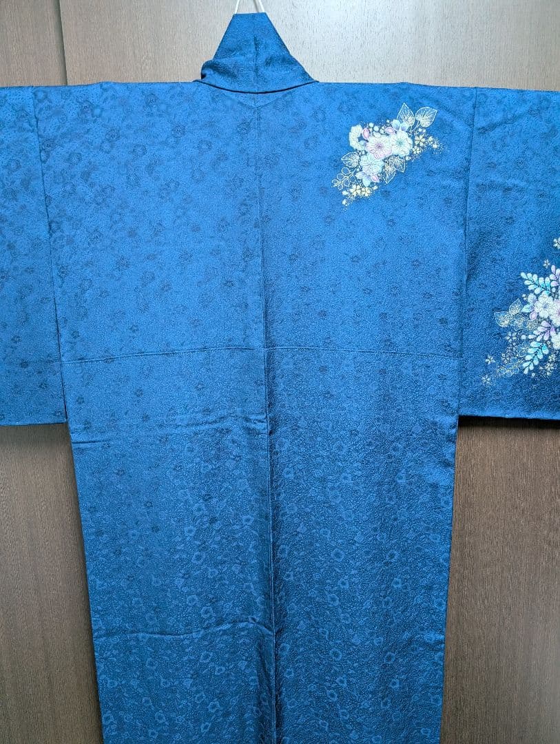 最終値下げ（新品未着用正絹 辻が花付下げ訪問着＆洗える長襦袢　濃納戸色　翠山工房