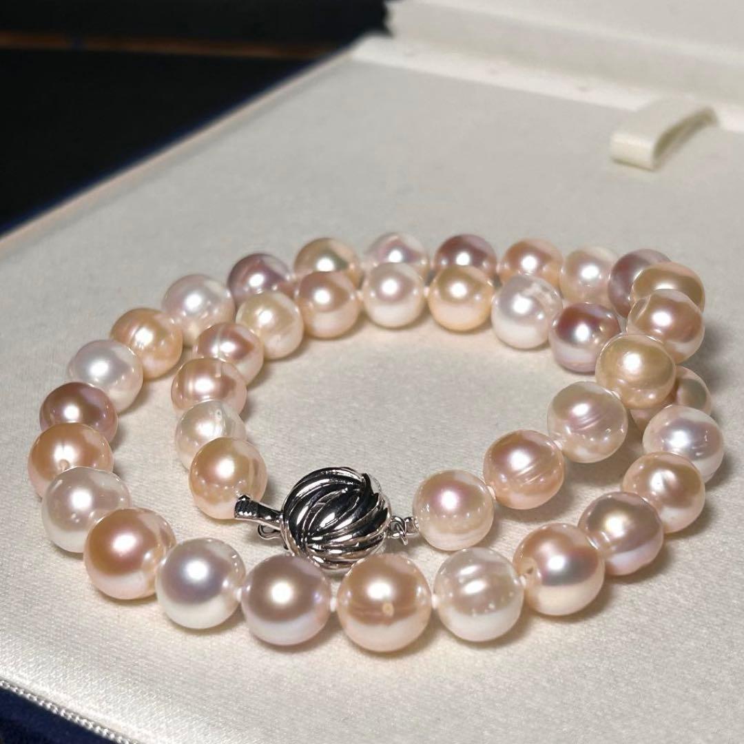 【大珠！ピンク系】本真珠 パール パステルマルチカラー ネックレス 10mm