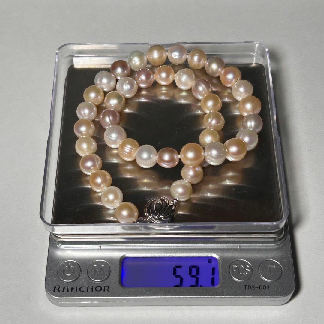 【大珠！ピンク系】本真珠 パール パステルマルチカラー ネックレス 10mm