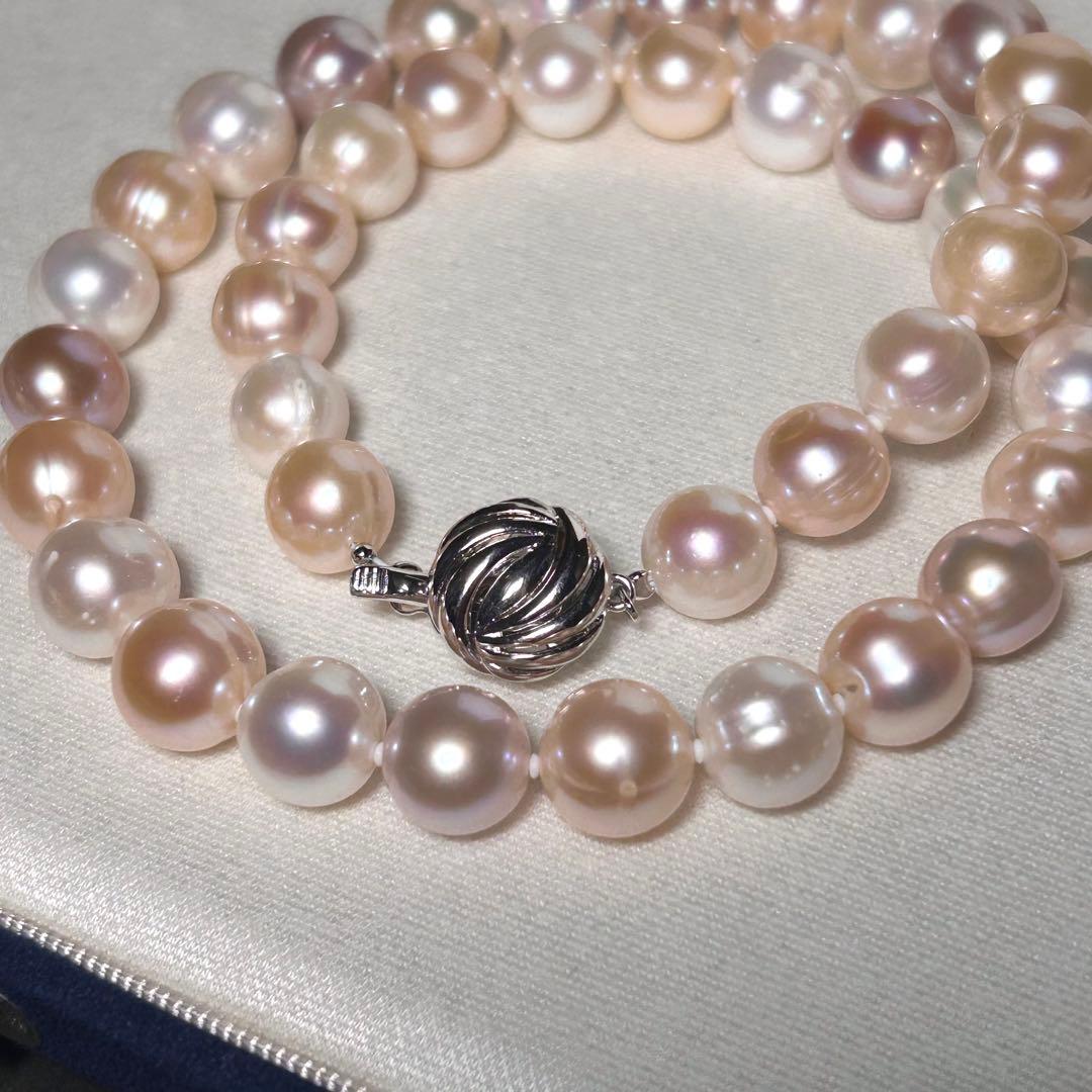 【大珠！ピンク系】本真珠 パール パステルマルチカラー ネックレス 10mm