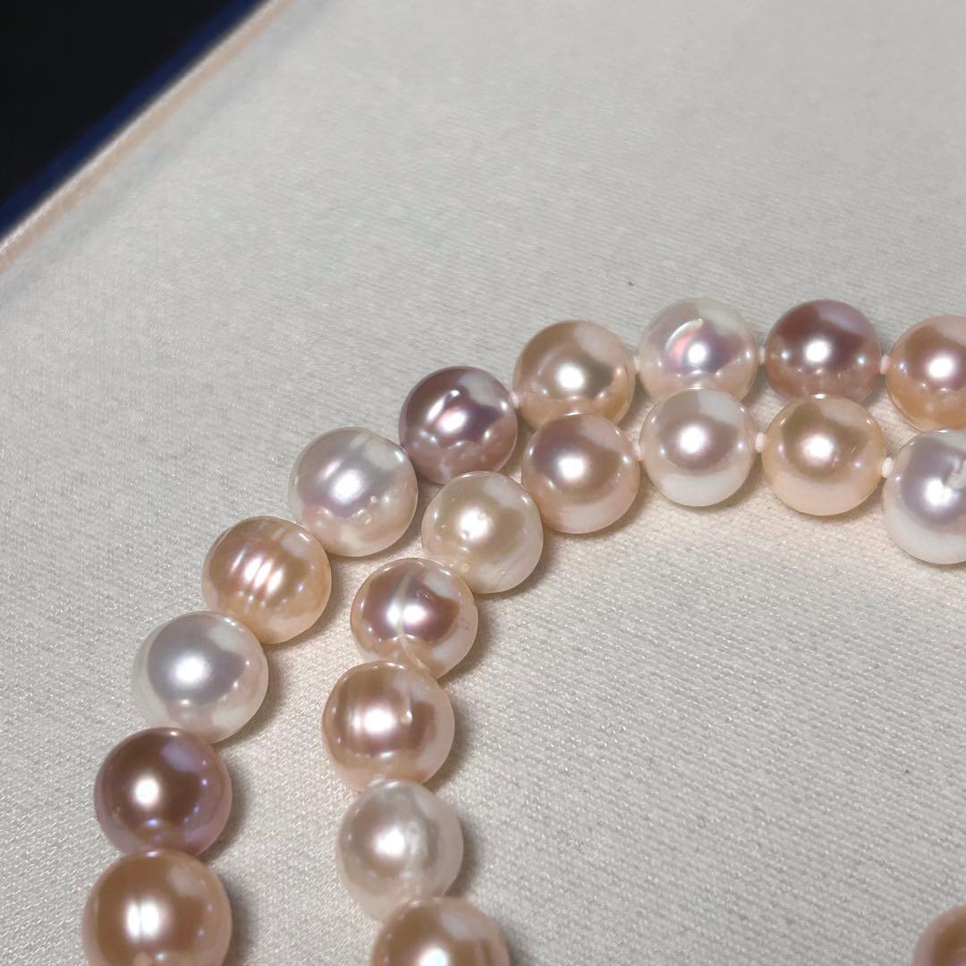 【大珠！ピンク系】本真珠 パール パステルマルチカラー ネックレス 10mm