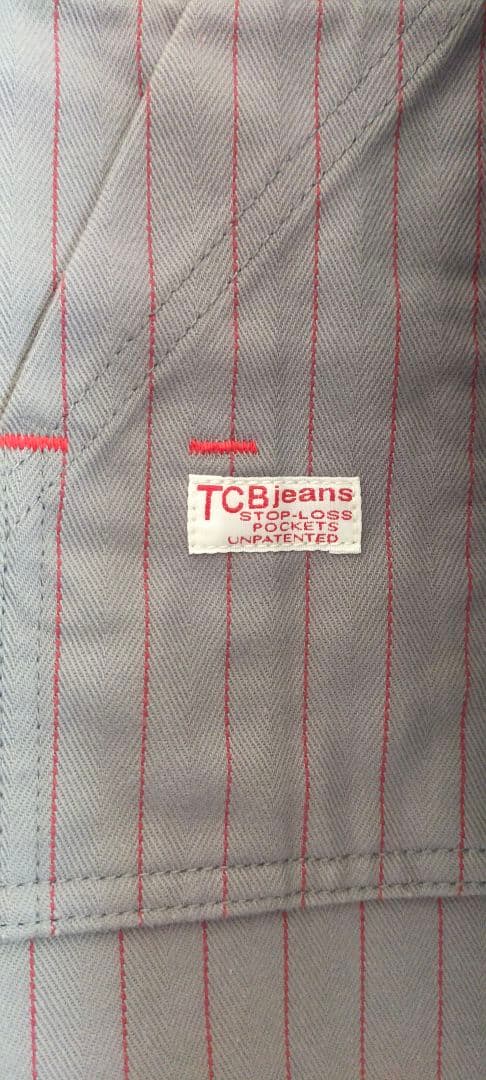 TCB jeans　タビーズコート　グレー赤ストライプ　ヘリンボーン　サイズ42