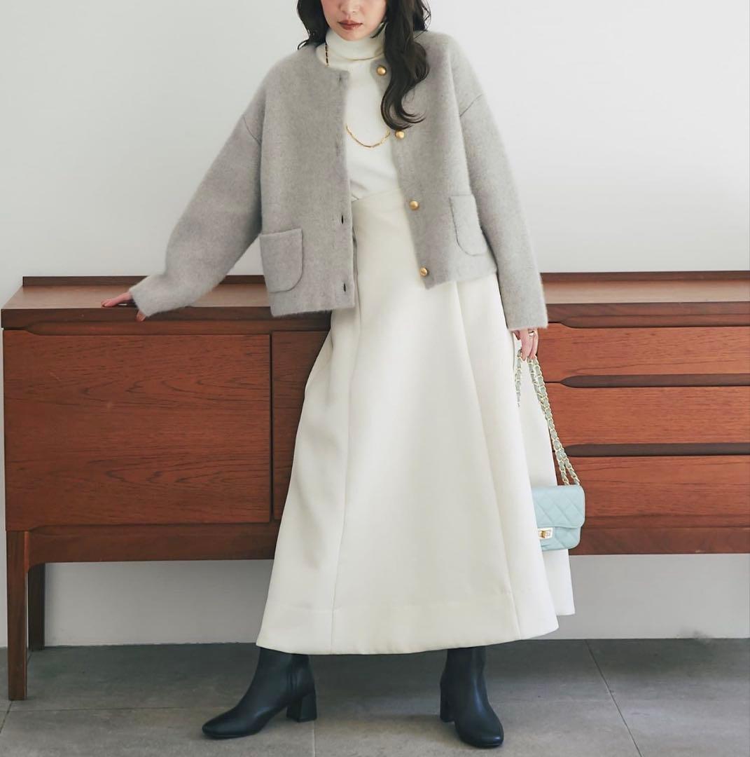 【美品】ハイクオリティウール接結ジャケットカーディガン