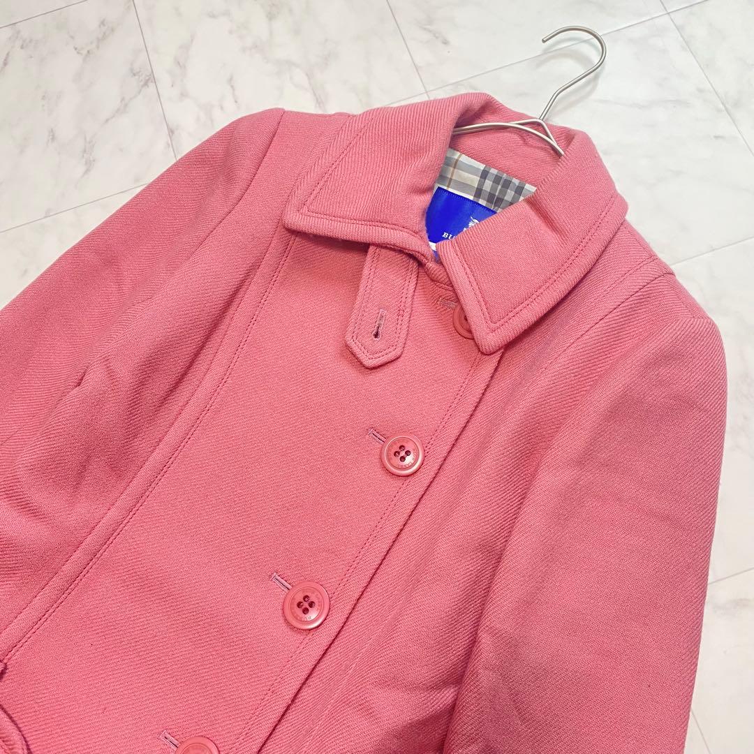 BURBERRY BLUE LABEL ピンク　ウールコート　ノバチェック