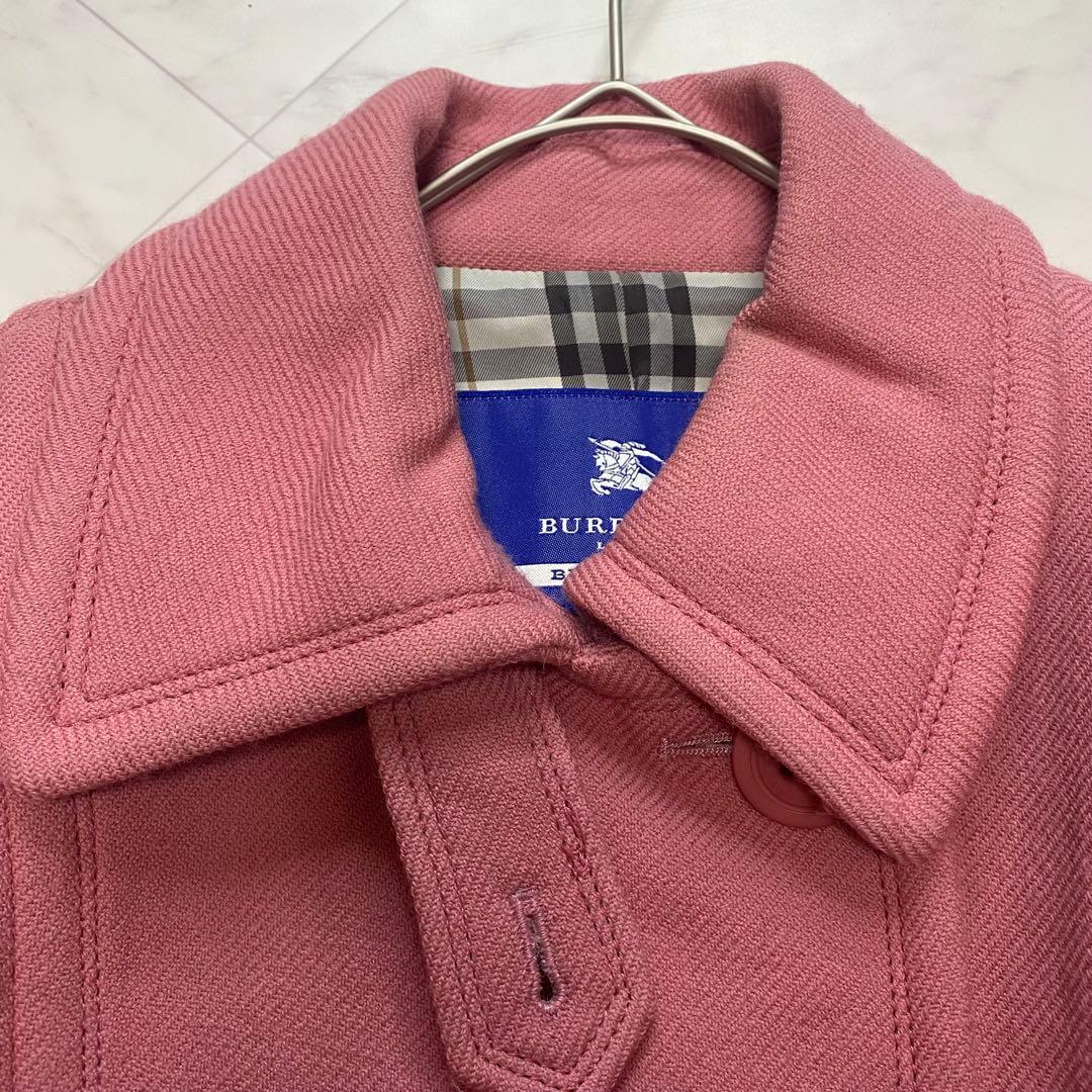 BURBERRY BLUE LABEL ピンク　ウールコート　ノバチェック