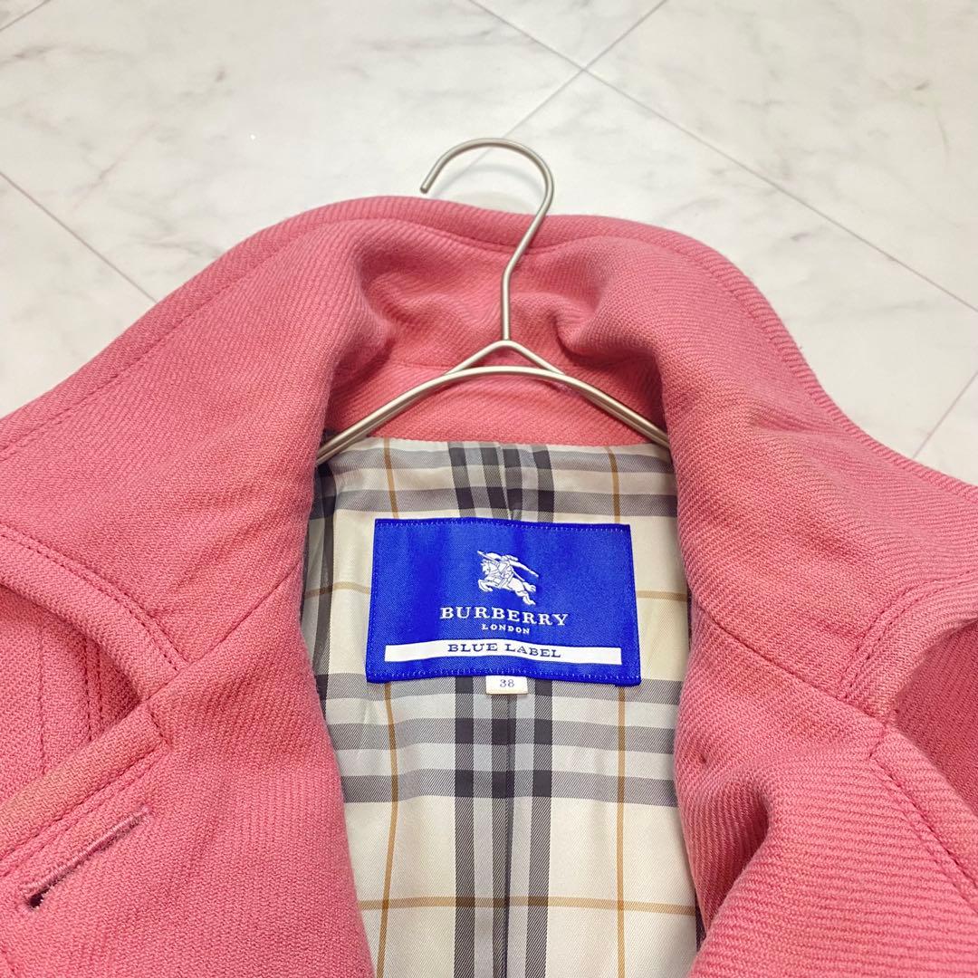 BURBERRY BLUE LABEL ピンク　ウールコート　ノバチェック