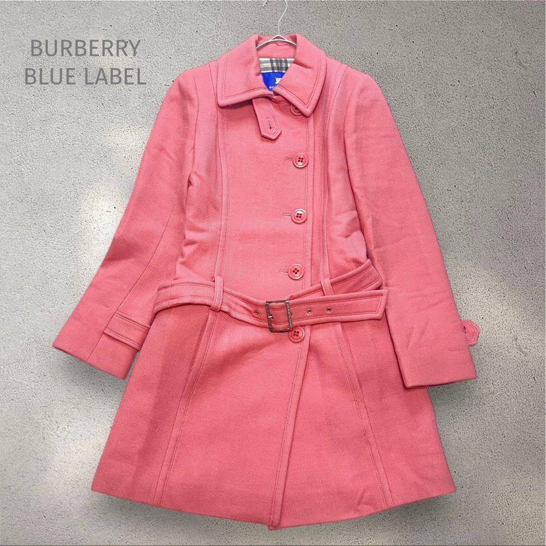 BURBERRY BLUE LABEL ピンク　ウールコート　ノバチェック