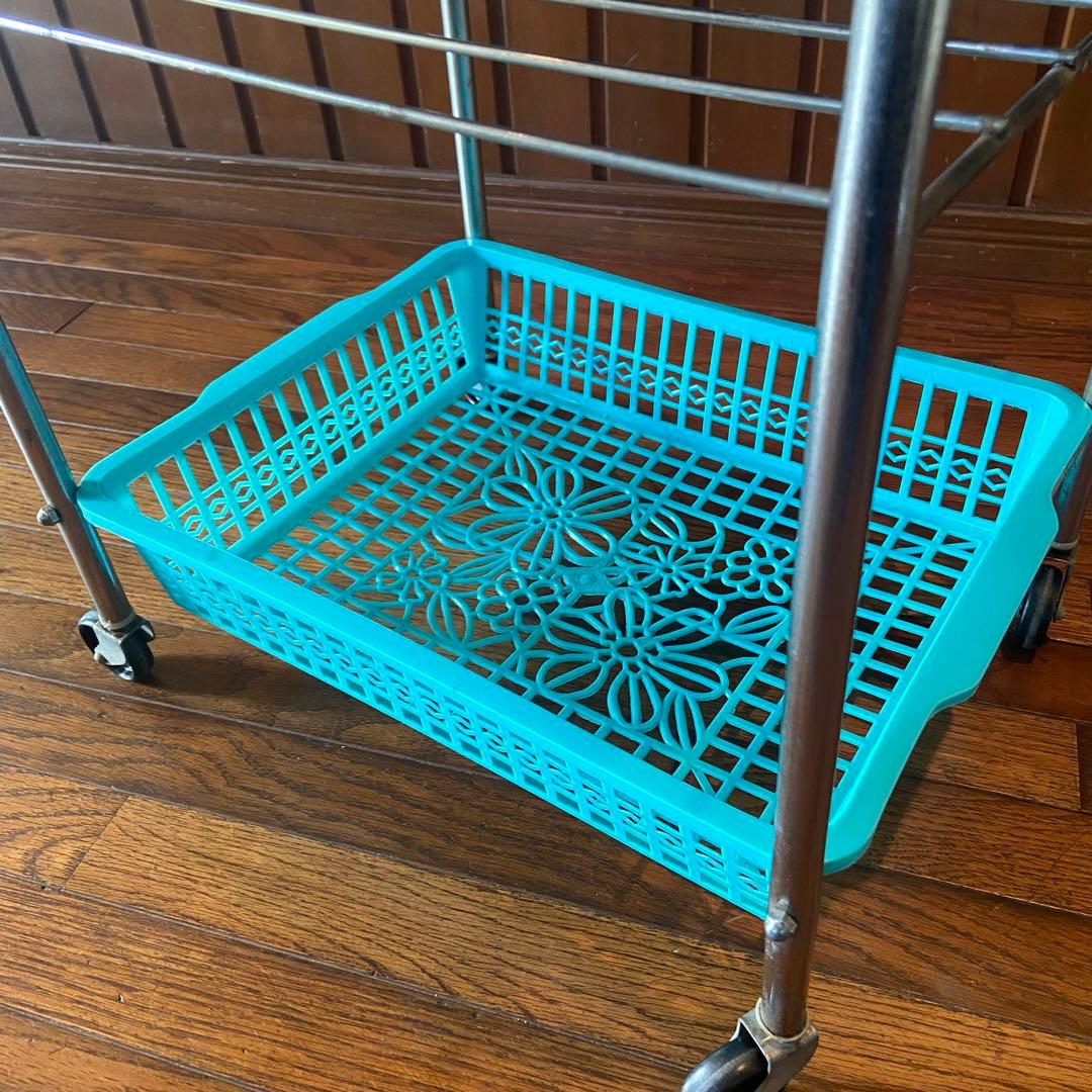 昭和レトロ　キッチンワゴン　トレー　レトロポップ　キャスター付き　当時物