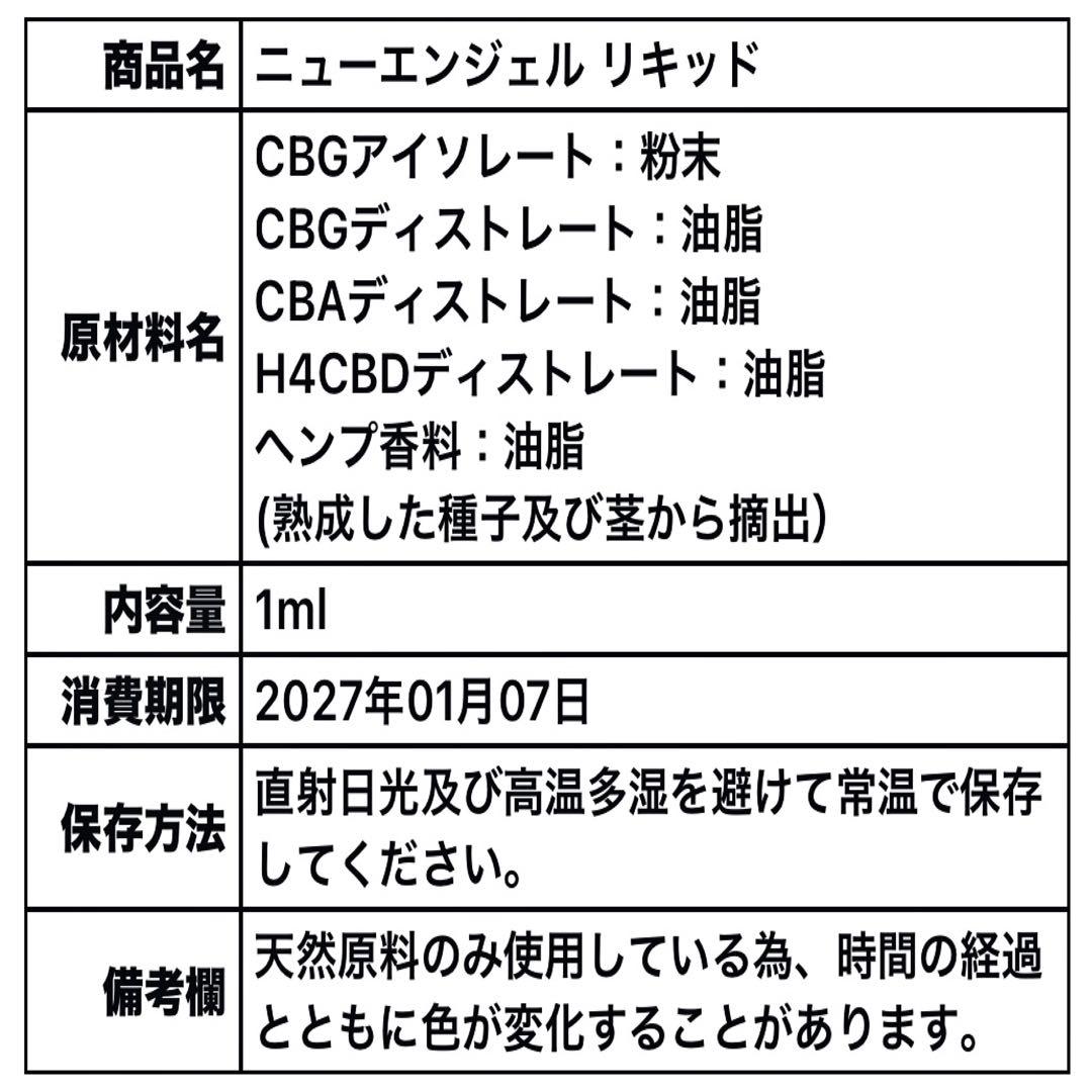 リラクゼーショングッズ NEW Angel liquid 1ml CBA CBG CRD H4CBD