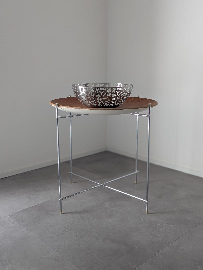 USED/北欧 モダン ウッドトレイ フォールディング　サイドテーブル