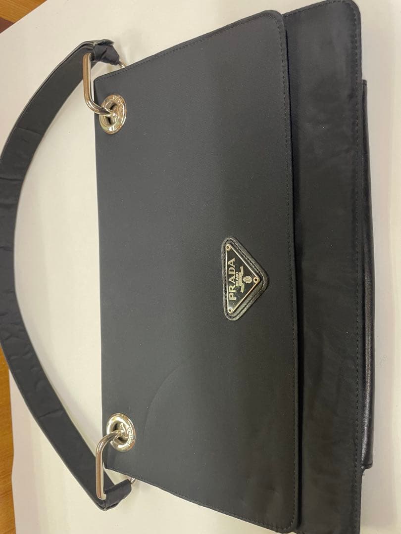 PRADA プラダ ナイロン ハンドバッグ／ショルダーバッグ ブラック 三角ロゴ
