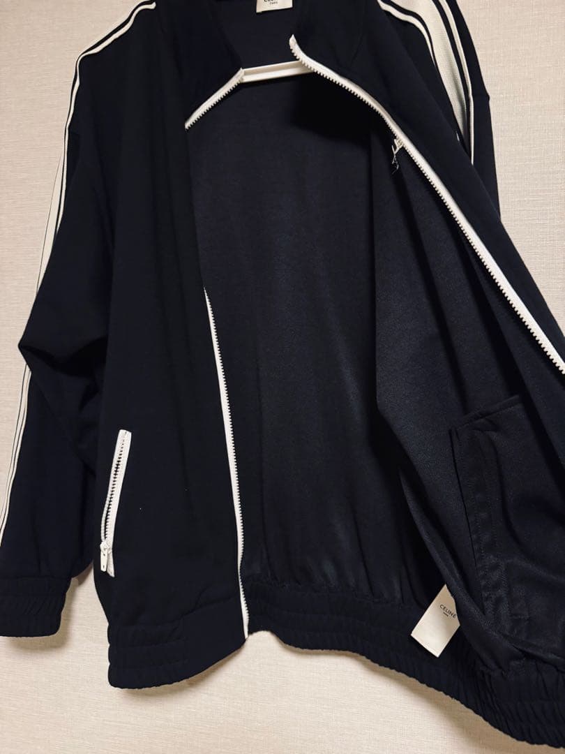 トラックジャケット　ブラック ホワイトストライプ