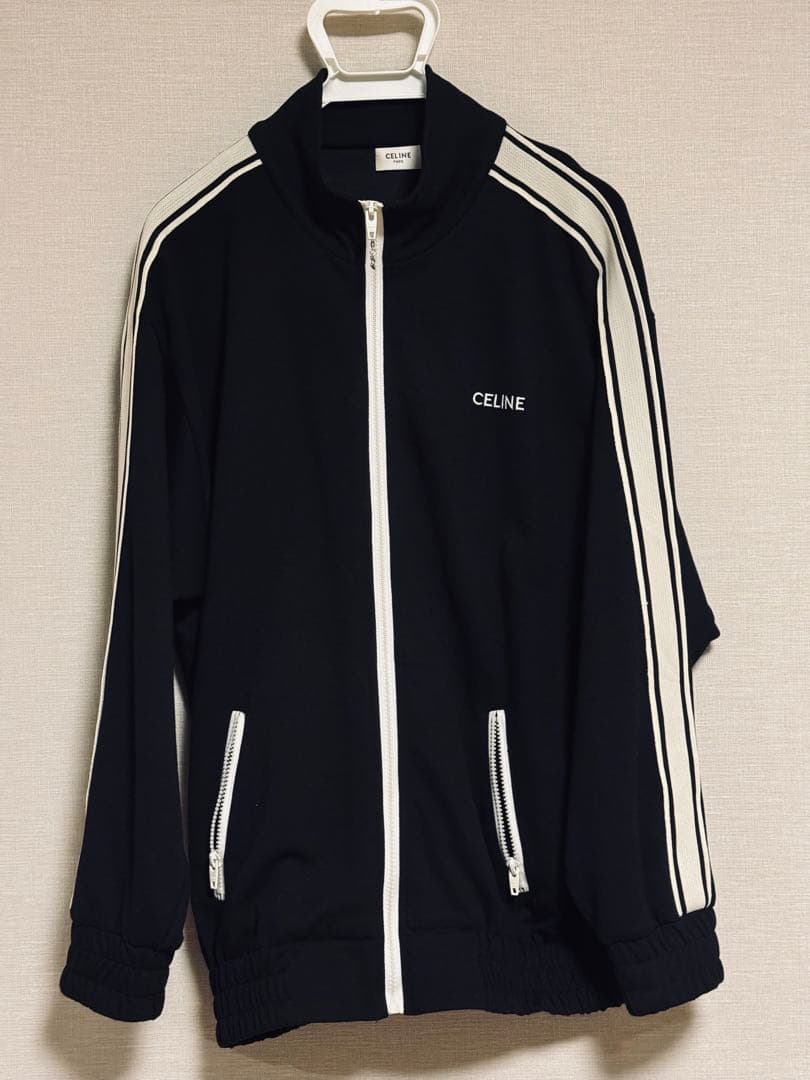 トラックジャケット　ブラック ホワイトストライプ