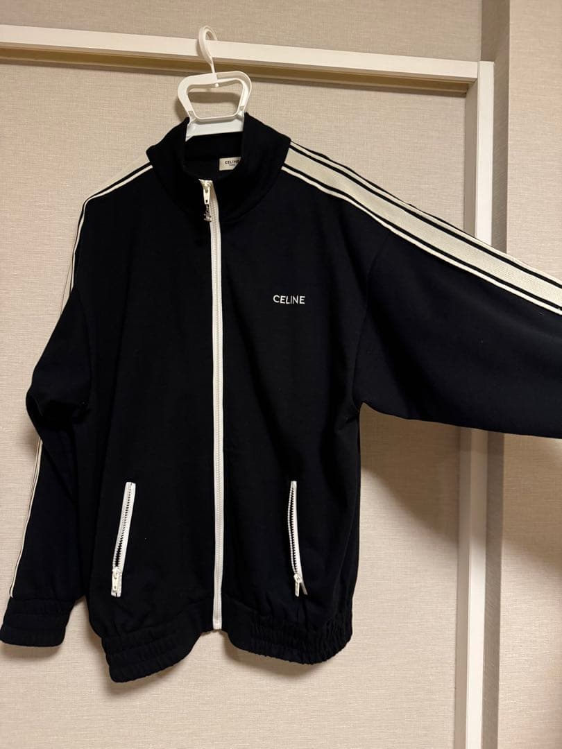 トラックジャケット　ブラック ホワイトストライプ