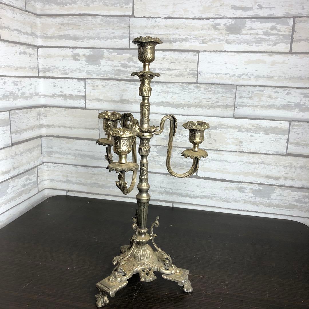 アンティーク キャンドルスタンド　真鍮　灯燭台 　金属工芸