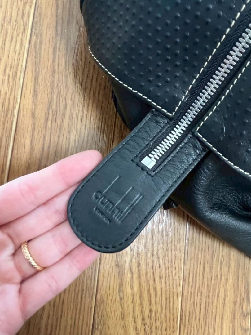 dunhill ブラックレザー ダッフルバッグ