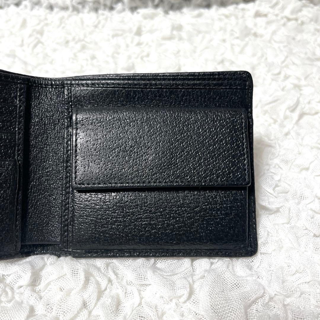 美品✨GUCCI ブラック 二つ折り財布　キャンバス　GG 小銭入れ付　レザー