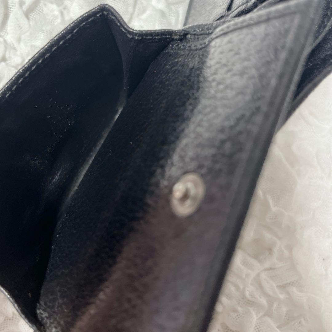 美品✨GUCCI ブラック 二つ折り財布　キャンバス　GG 小銭入れ付　レザー