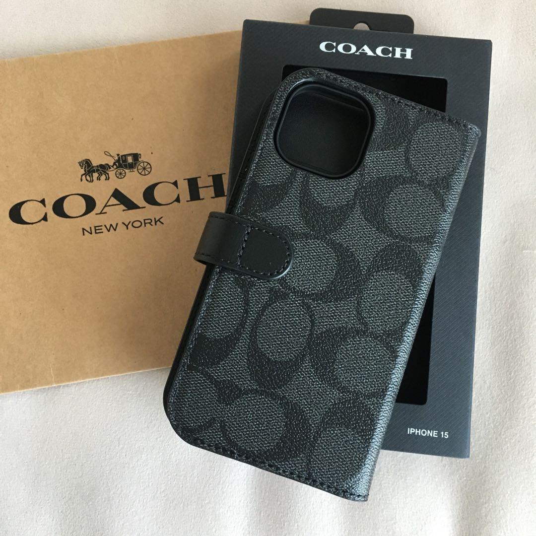 新品　COACH コーチ レザー iPhone 15 ケース　手帳