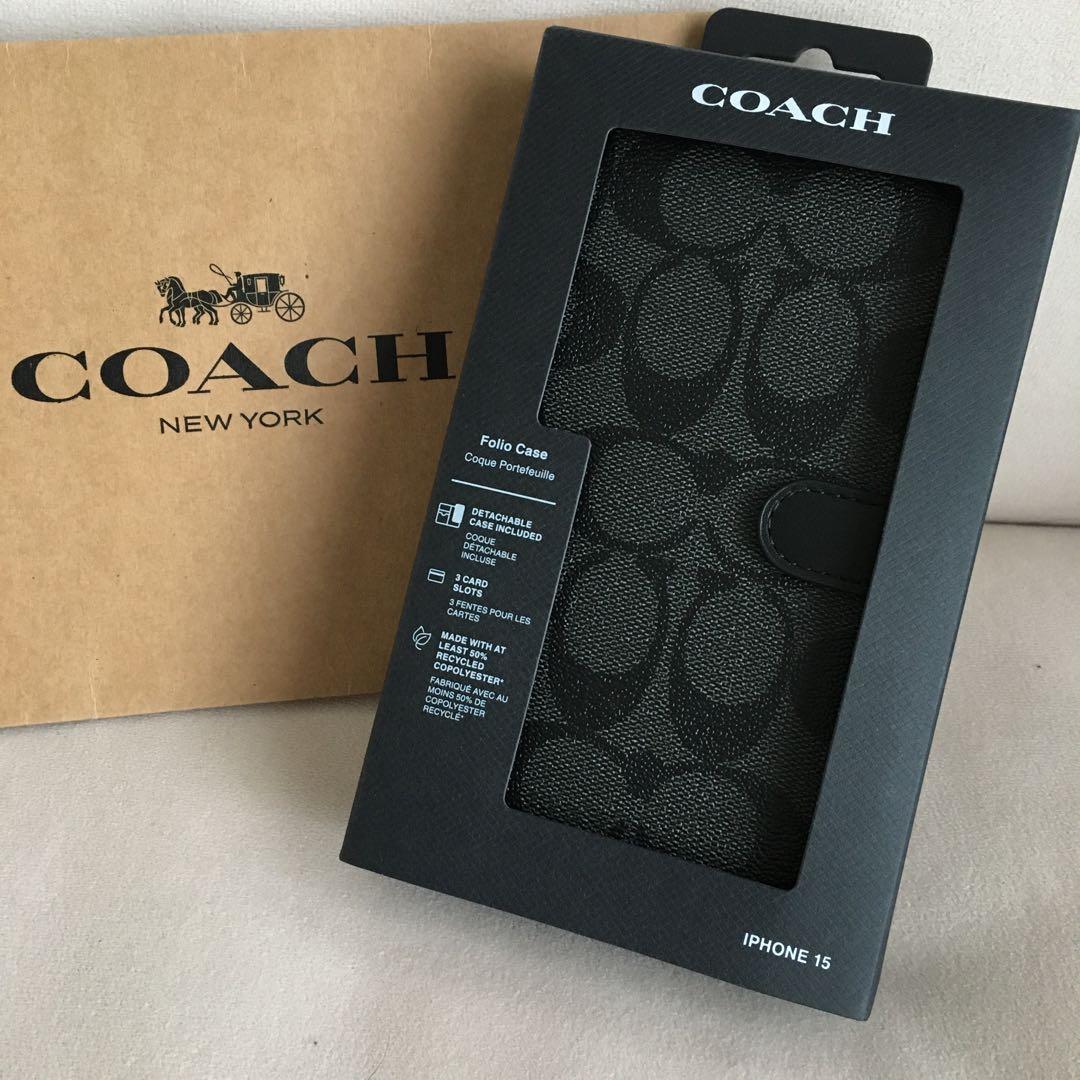 新品　COACH コーチ レザー iPhone 15 ケース　手帳
