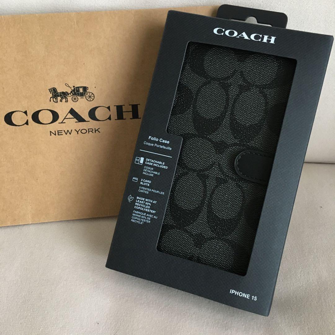 新品　COACH コーチ レザー iPhone 15 ケース　手帳