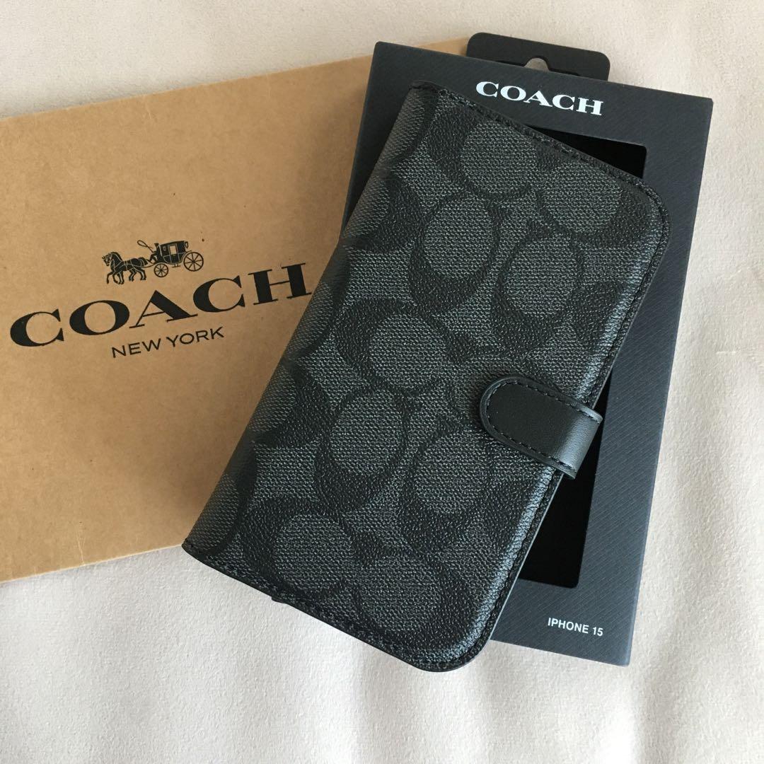 新品　COACH コーチ レザー iPhone 15 ケース　手帳